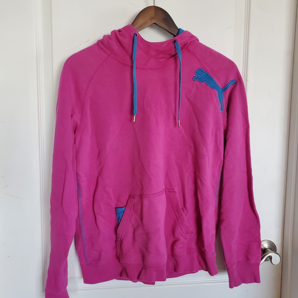 Puma Vibrant Pink Hoodie with Blue Accents